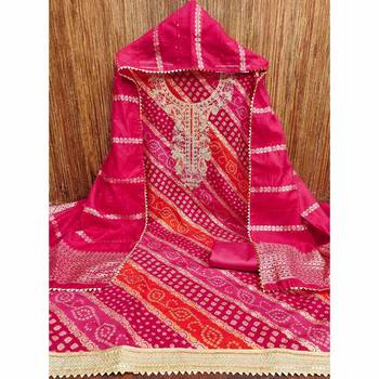 pink printed roman unstitched dress material  2