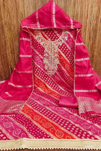 pink printed roman unstitched dress material 