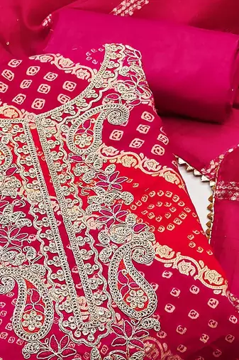 pink printed roman unstitched dress material 