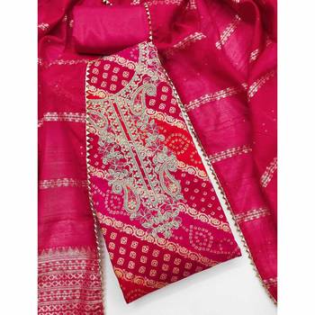 pink printed roman unstitched dress material  4
