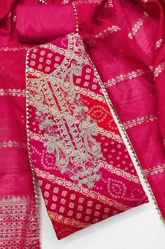 pink printed roman unstitched dress material 