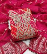 pink printed roman unstitched dress material 