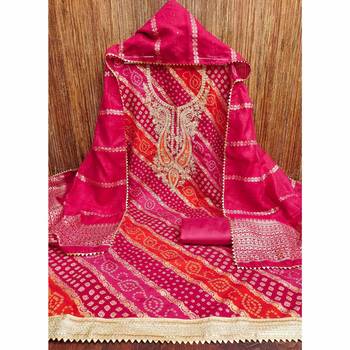 pink printed roman unstitched dress material  2