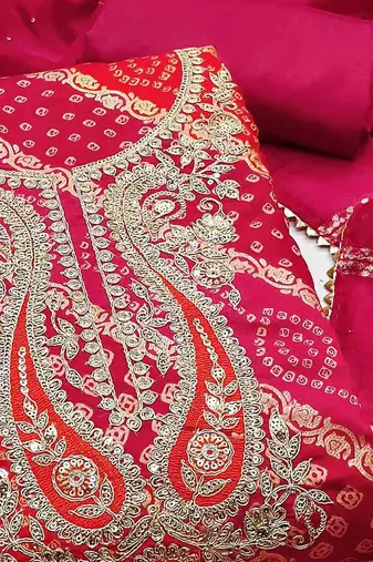 pink printed roman unstitched dress material 