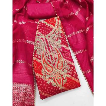 pink printed roman unstitched dress material  4