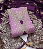 lavender weaved shimmer butti unstitched dress material 