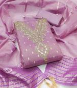 lavender weaved shimmer butti unstitched dress material 
