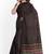 Dark brown striped cotton blend saree with green border