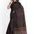 Dark brown striped cotton blend saree with green border