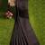 Dark brown striped cotton blend saree with green border