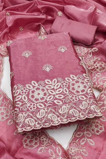 purple embroidered jimmi choo silk blend unstitched dress material 