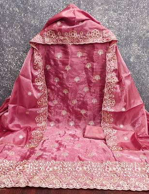 purple embroidered jimmi choo silk blend unstitched dress material  2