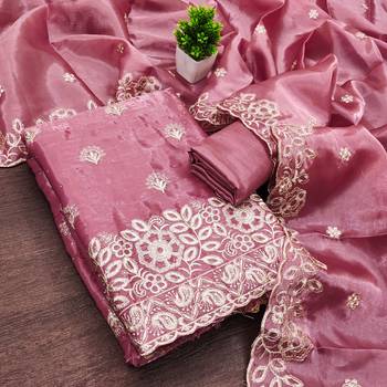 purple embroidered jimmi choo silk blend unstitched dress material  3