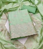 sea green embroidered jimmi choo silk blend unstitched dress material 