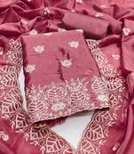 purple embroidered jimmi choo silk blend unstitched dress material 