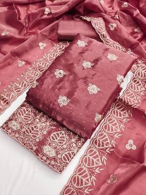purple embroidered jimmi choo silk blend unstitched dress material  4