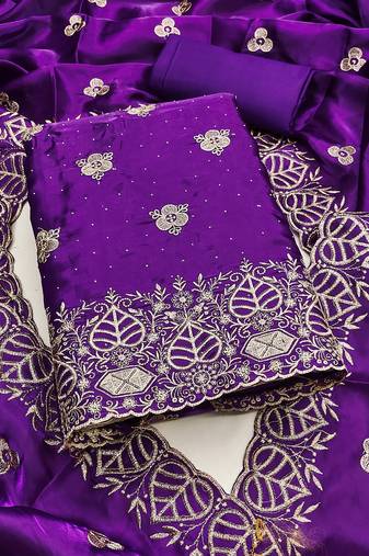 royal blue embroidered jimmi choo silk blend unstitched dress material 
