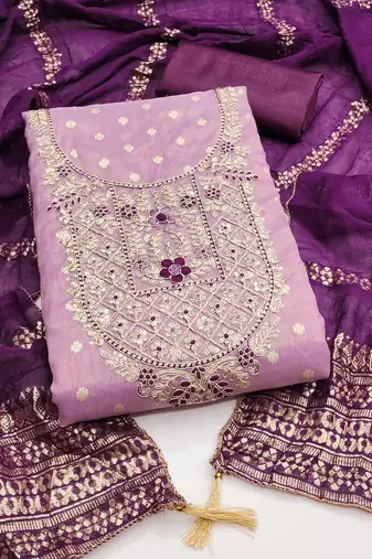 lavender weaved shimmer butti unstitched dress material 