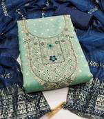 sea green weaved shimmer butti unstitched dress material 