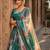 TEAL GREEN SEQUINS ZARI EMROIDERY WORK ORGANZA LEHENGA CHOLI SET FOR WOMEN'S