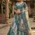 TEAL GREEN SEQUINS ZARI EMROIDERY WORK ORGANZA LEHENGA CHOLI SET FOR WOMEN'S
