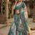 TEAL GREEN SEQUINS ZARI EMROIDERY WORK ORGANZA LEHENGA CHOLI SET FOR WOMEN'S
