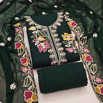 green embroidered rayon unstitched dress material  1