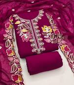 purple embroidered rayon unstitched dress material 