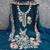 teal blue embroidered rayon unstitched dress material 