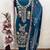 teal blue embroidered rayon unstitched dress material 