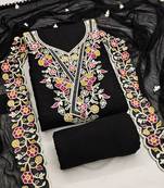 black embroidered rayon unstitched dress material 