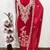 red embroidered rayon unstitched dress material 
