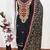 black embroidered roman silk unstitched dress material 