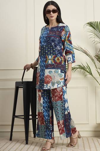 Women Printed  Cotton patchwork co-ord set 