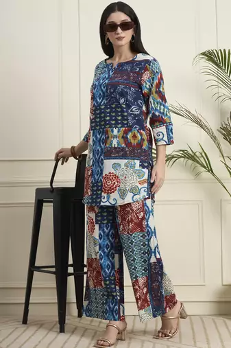 Women Printed  Cotton patchwork co-ord set 