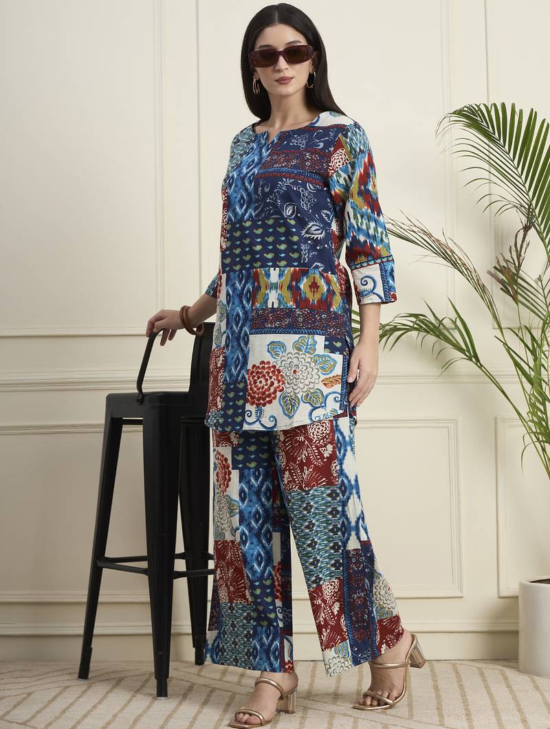 Women Printed  Cotton patchwork co-ord set 