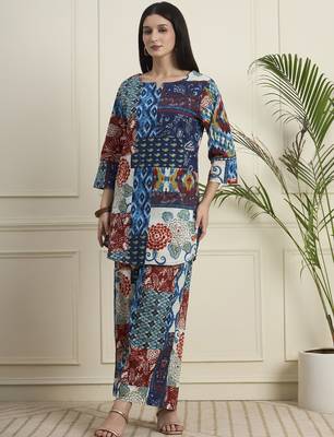 Women Printed  Cotton patchwork co-ord set  3