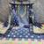 blue printed cotton butti unstitched dress material 