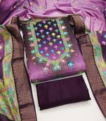 purple printed cotton butti unstitched dress material 