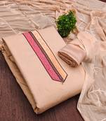 peach embroidered roman silk unstitched dress material 
