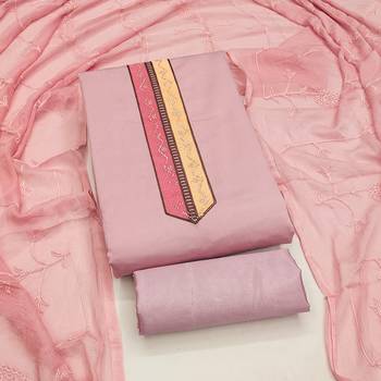 pink embroidered roman silk unstitched dress material  4