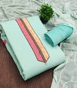 sea green embroidered roman silk unstitched dress material 