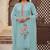 sea green embroidered roman silk unstitched dress material 