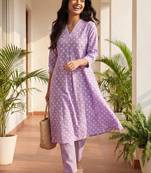 Women Printed Regular Pure Cotton Kurta with Trousers