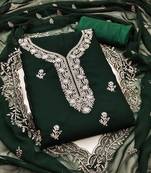 green embroidered georgette unstitched dress material 