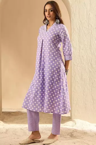 Women Printed Regular Pure Cotton Kurta with Trousers