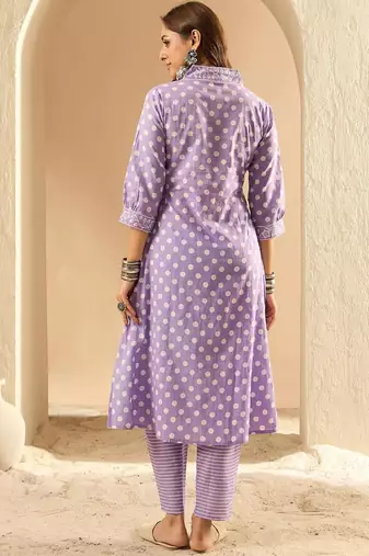 Women Printed Regular Pure Cotton Kurta with Trousers