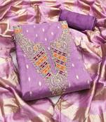 lavender weaved shimmer silk unstitched dress material 