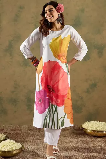 Floral Straight Printed Kurta with Trousers