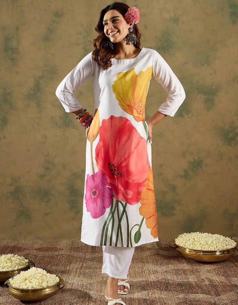 Floral Straight Printed Kurta with Trousers